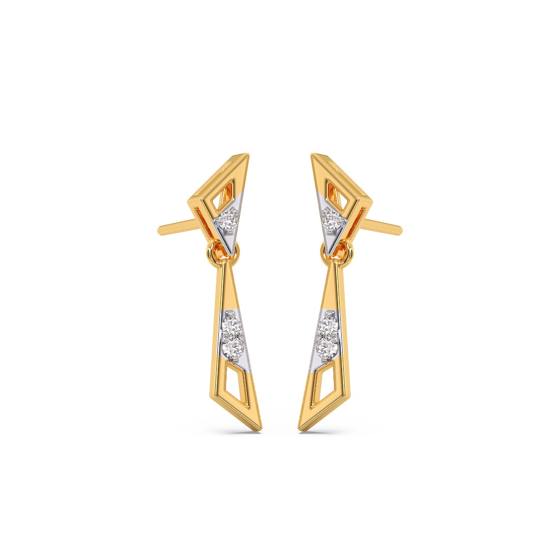 Geometric Trance Diamond Dangle Earrings