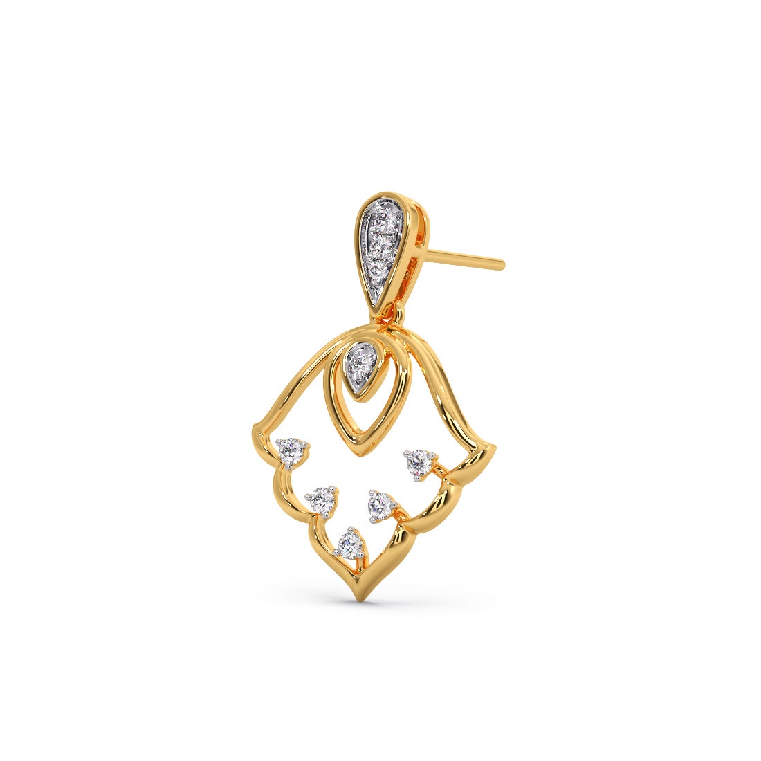 Golden Tulip Diamond Dangle Earrings