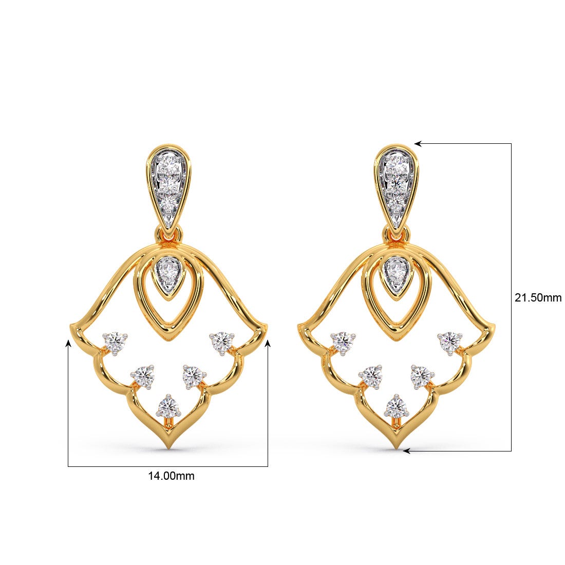 Golden Tulip Diamond Dangle Earrings