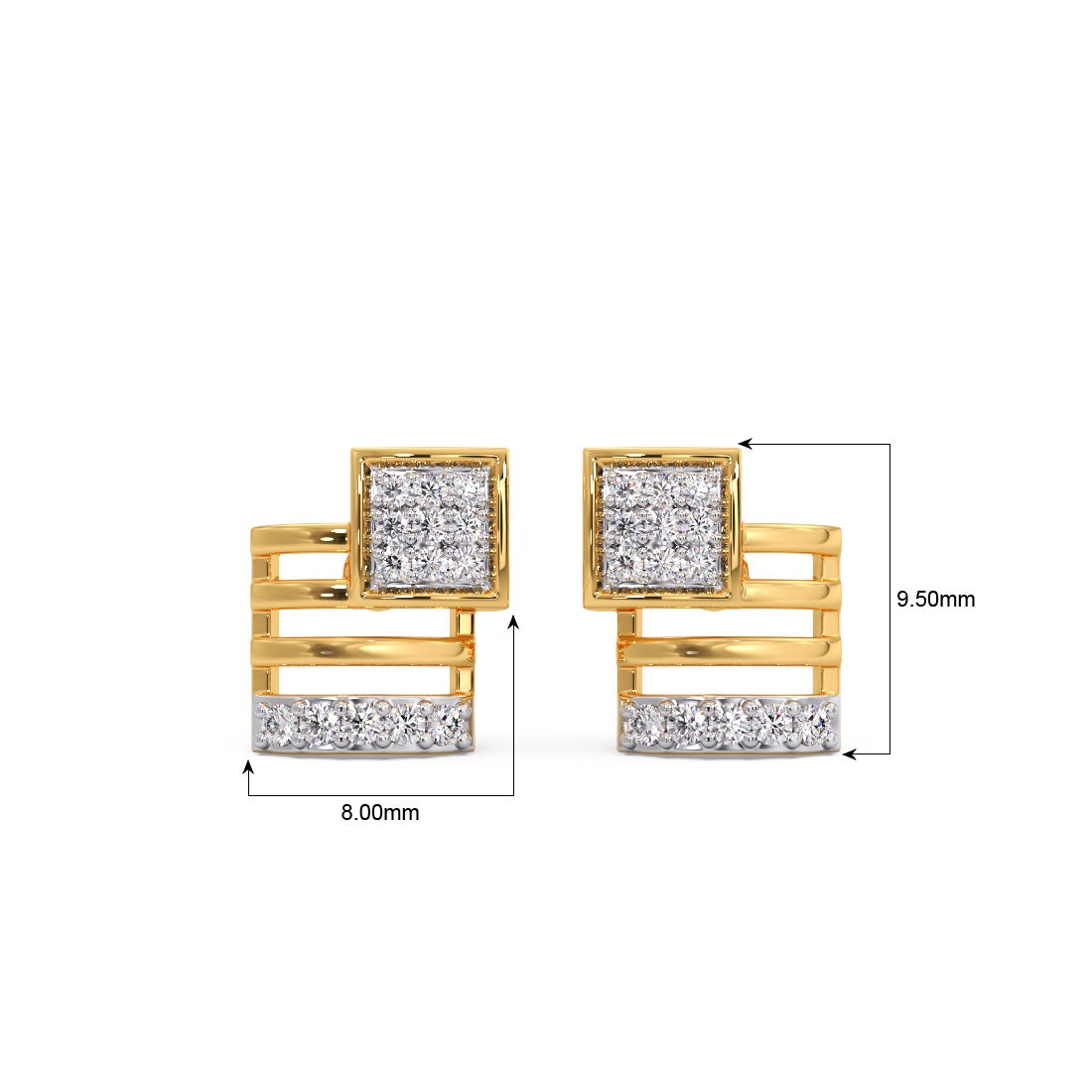 Linear Escalier Diamond Stud Earrings