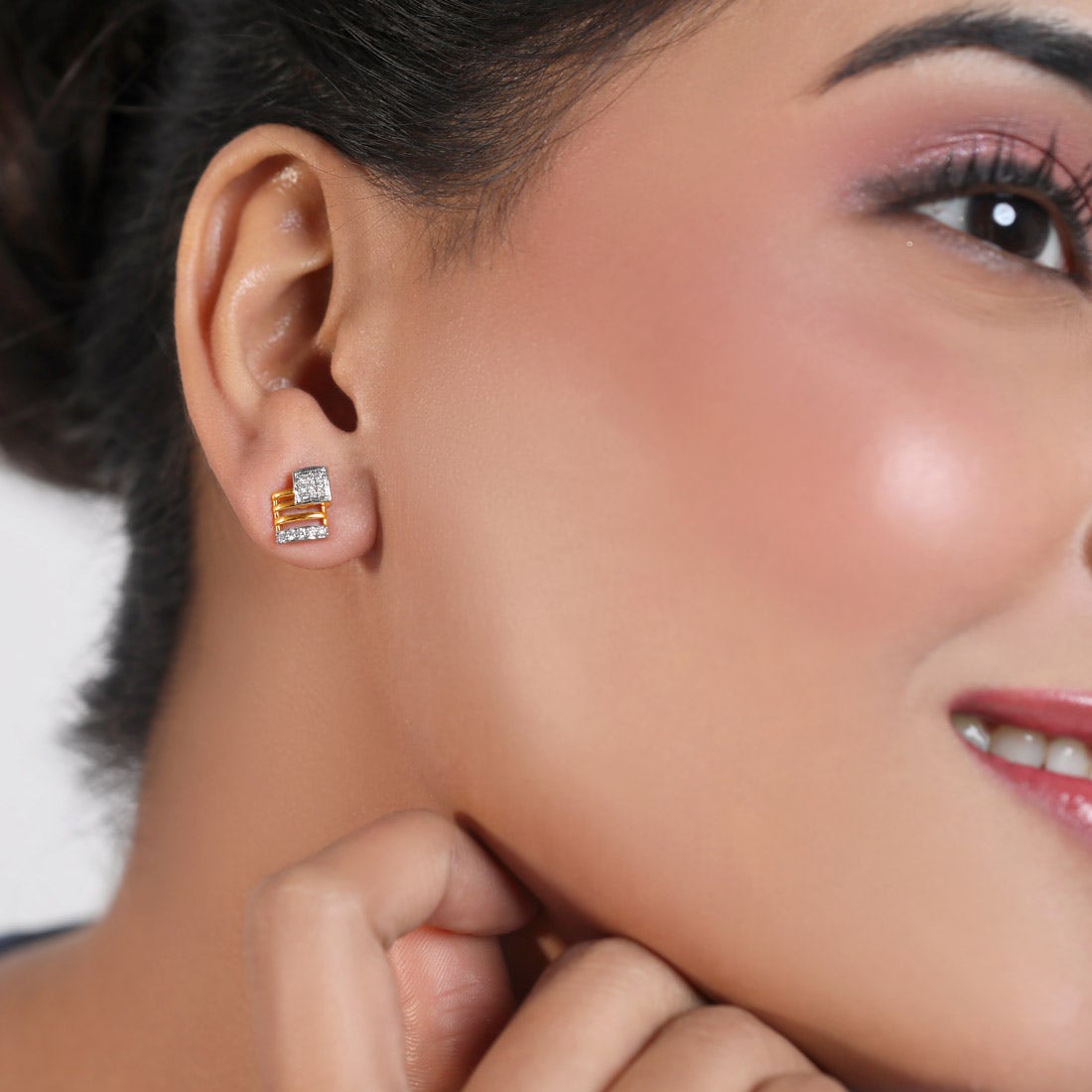 Linear Escalier Diamond Stud Earrings