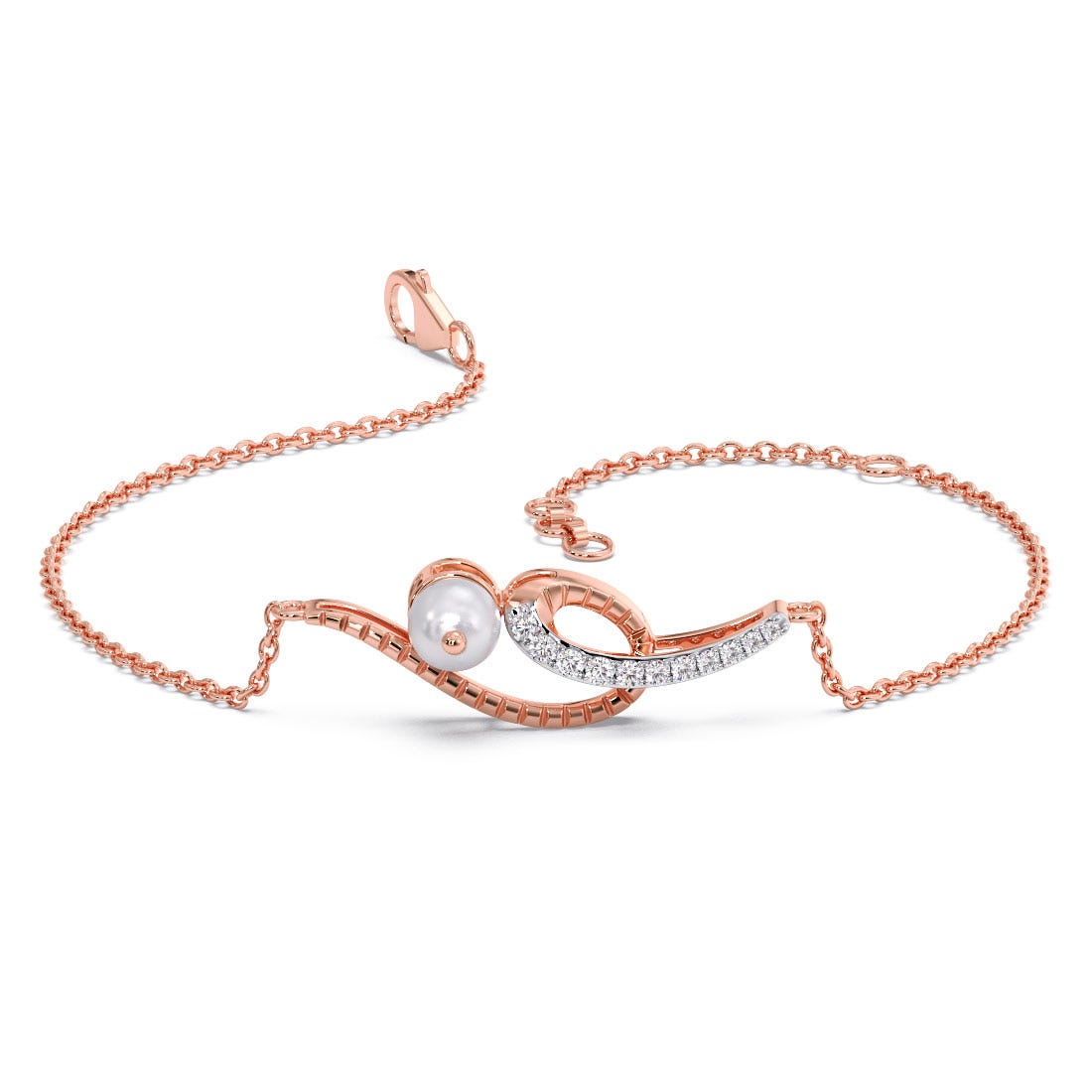 Pearl Twist Diamond Chain Bracelet
