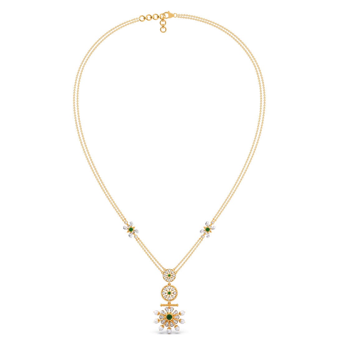 Spoked Chariot Pearl Diamond And Gemstone Collar Necklace