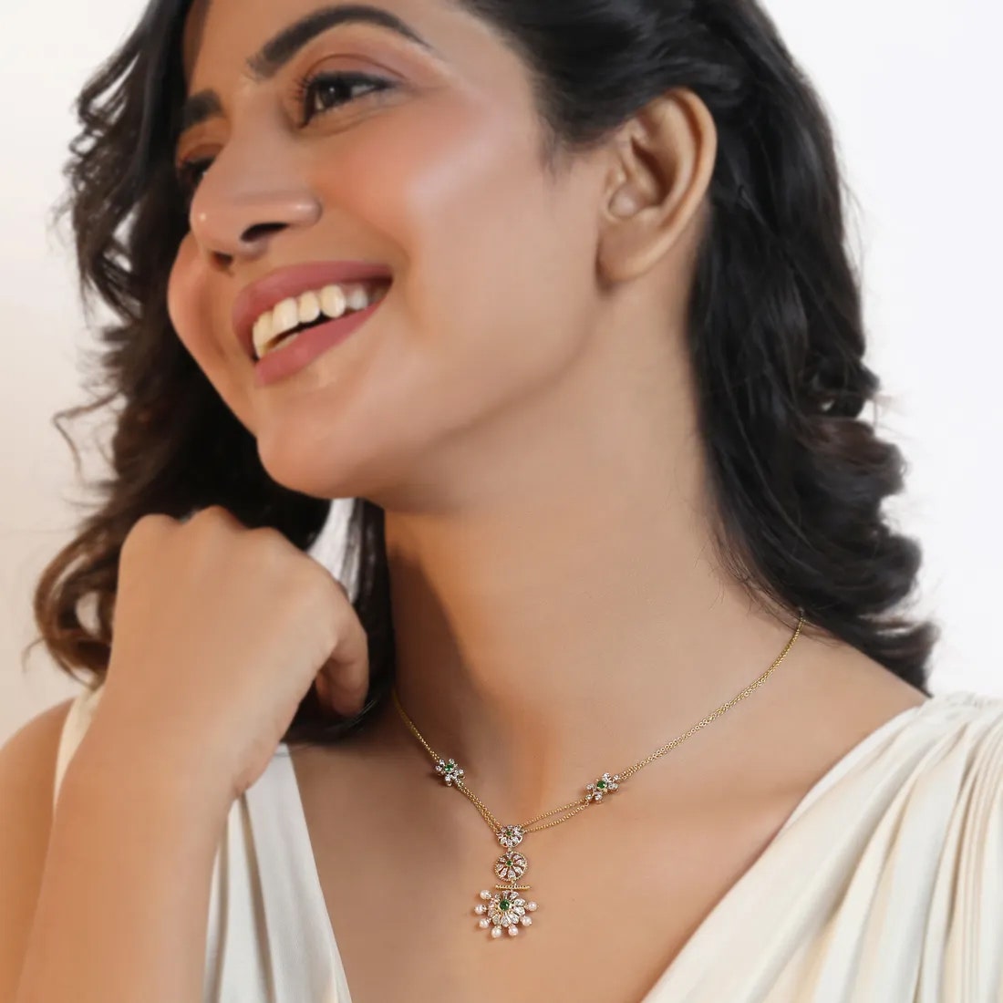 Spoked Chariot Pearl Diamond And Gemstone Collar Necklace