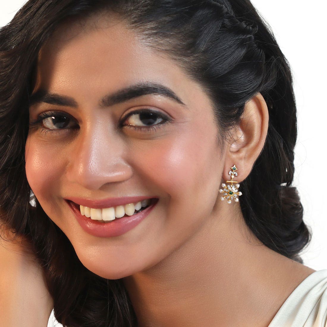 Spoked Chariot Pearl Diamond Dangle Earrings