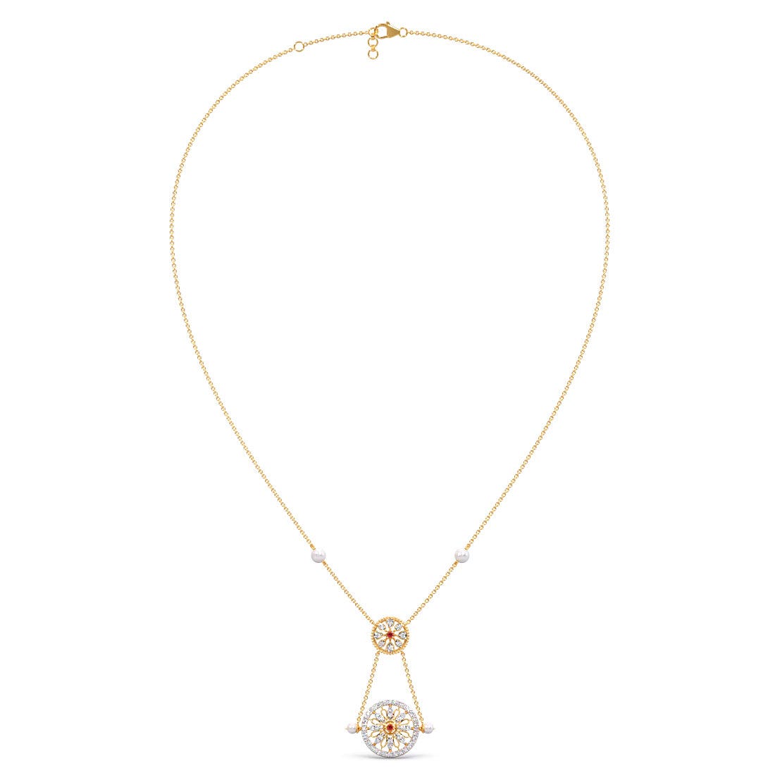 Golden Era Pearl Diamond Lariat Necklace
