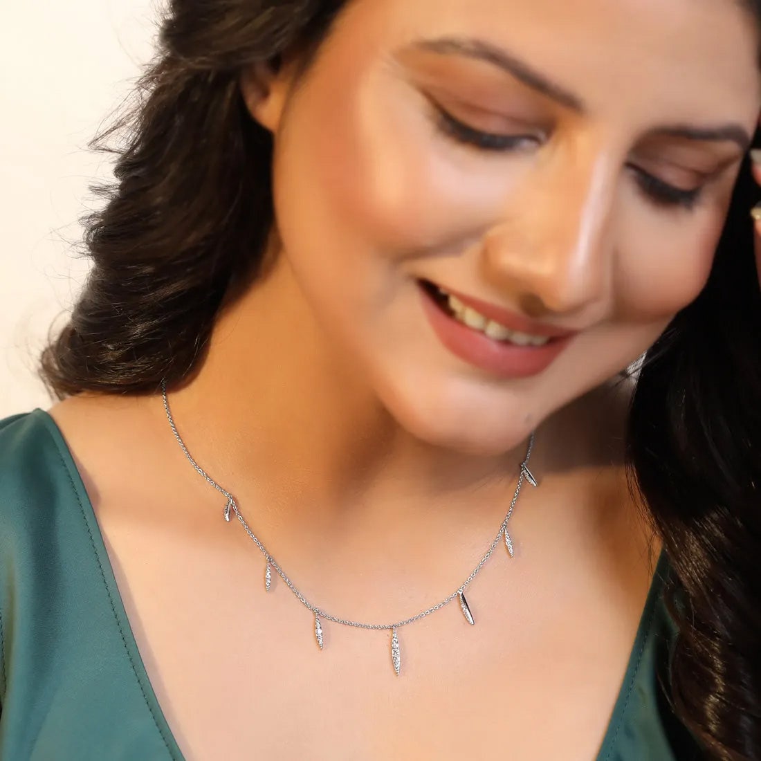 Bud Bloom Diamond Charm Necklace