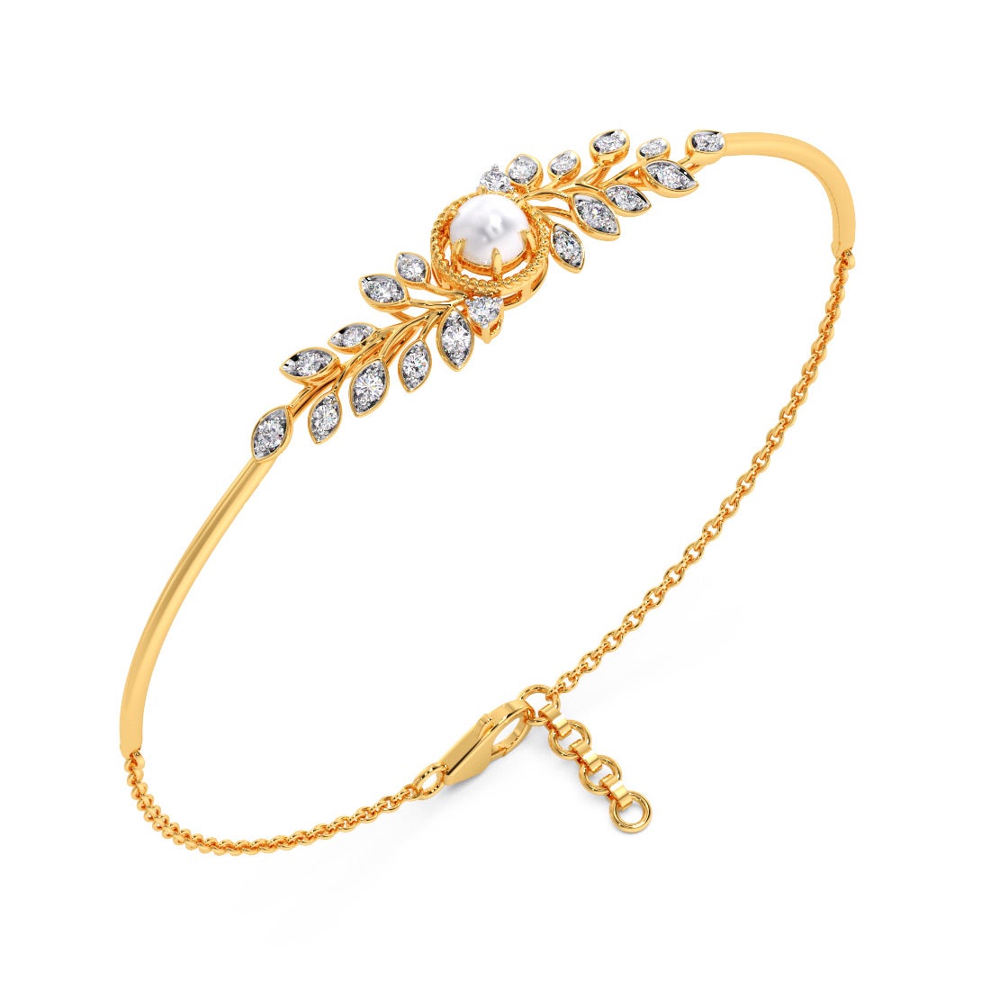 Vine With Pearl Diamond Oval Bracelet