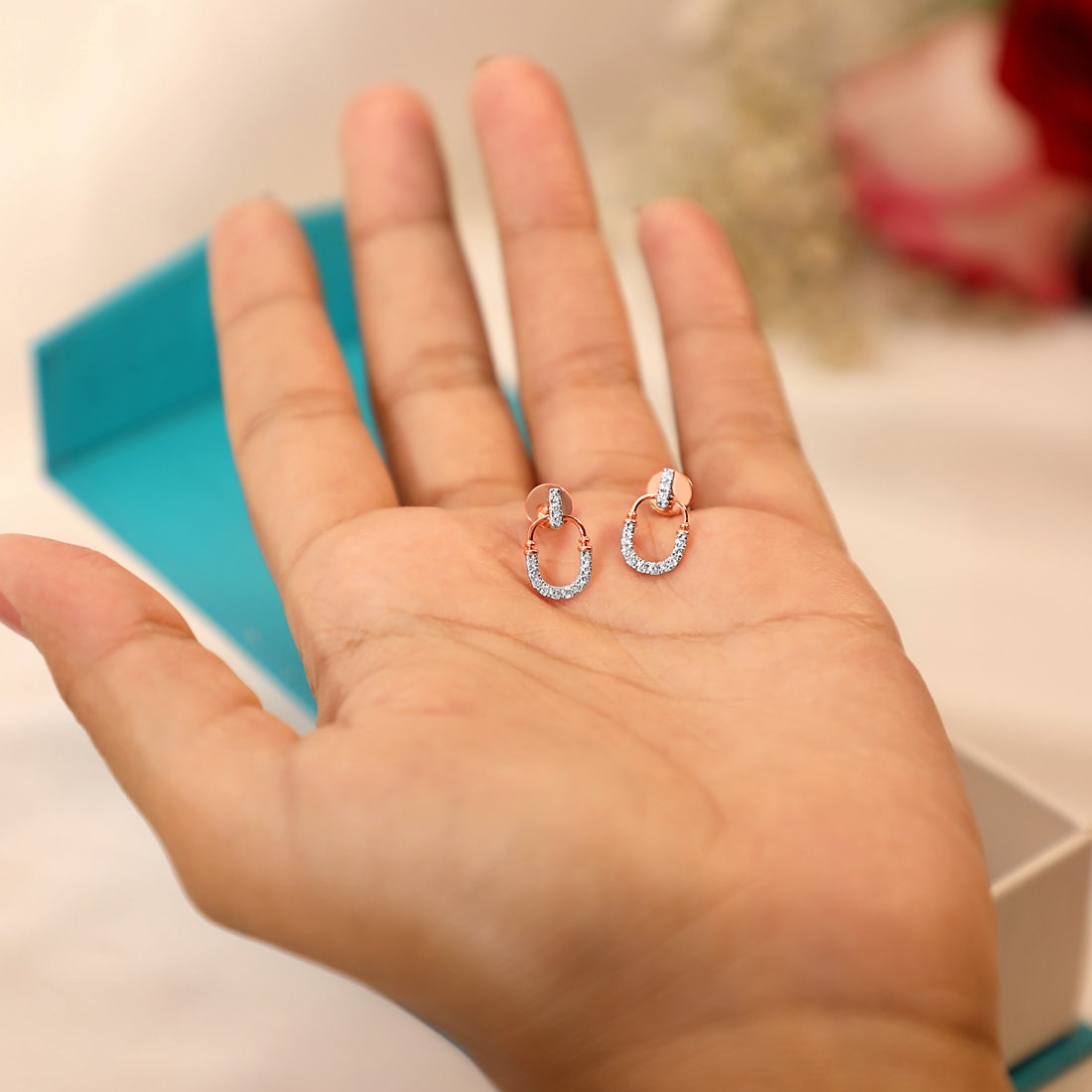 Lock Diamond Stud Earrings