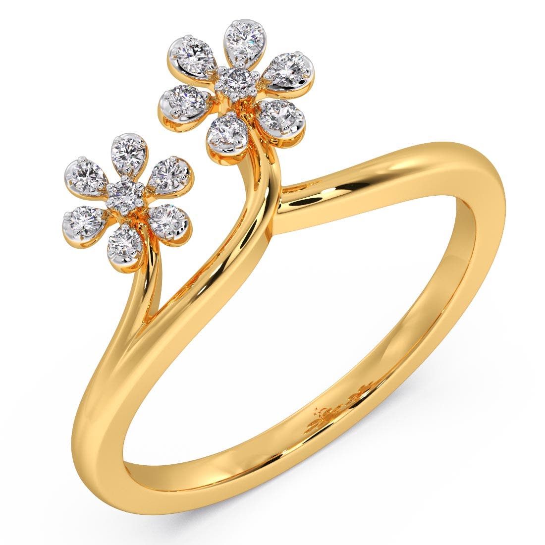 Dual Flower Diamond Ring