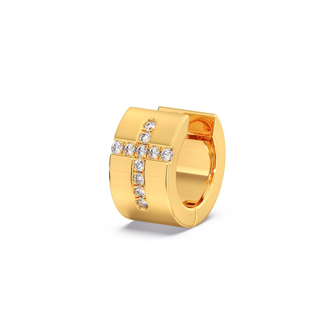 Cross Thick Diamond Hoop For Men