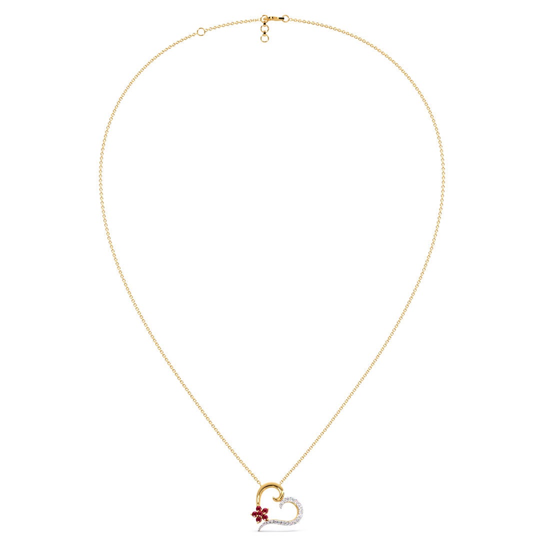 Ruth Heart Diamond And Fancy Stone Pendant Necklace