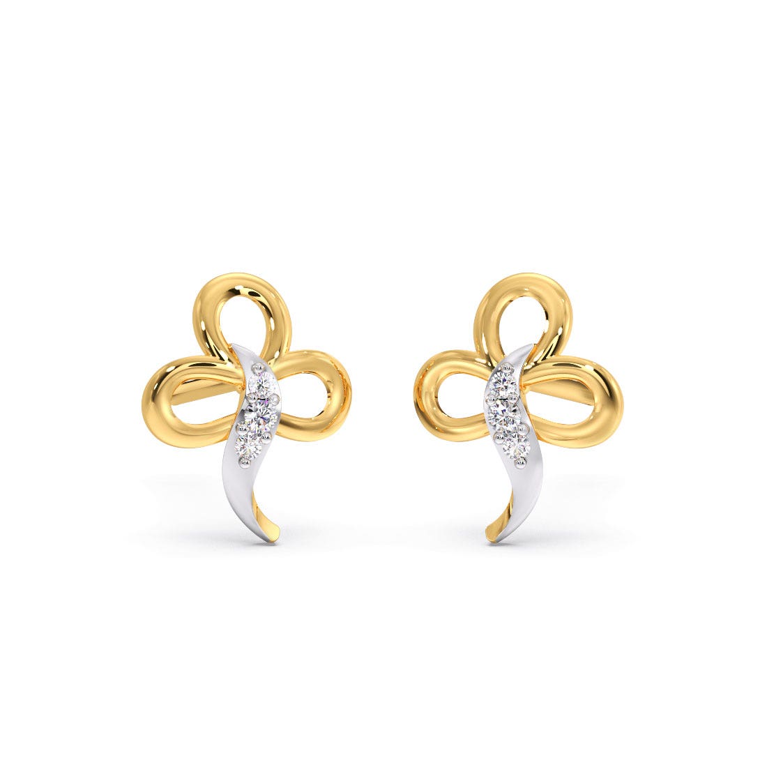 Petal Trinity Diamond Stud Earrings