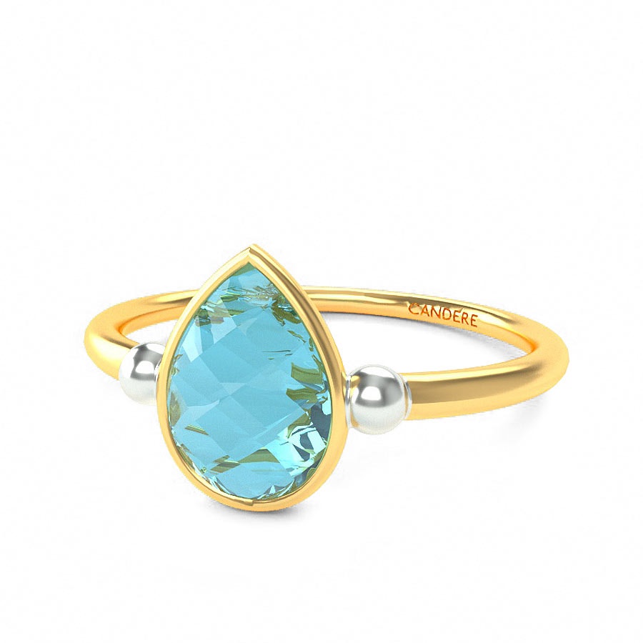 Ice Blue TnT Gold And Gemstone Ring