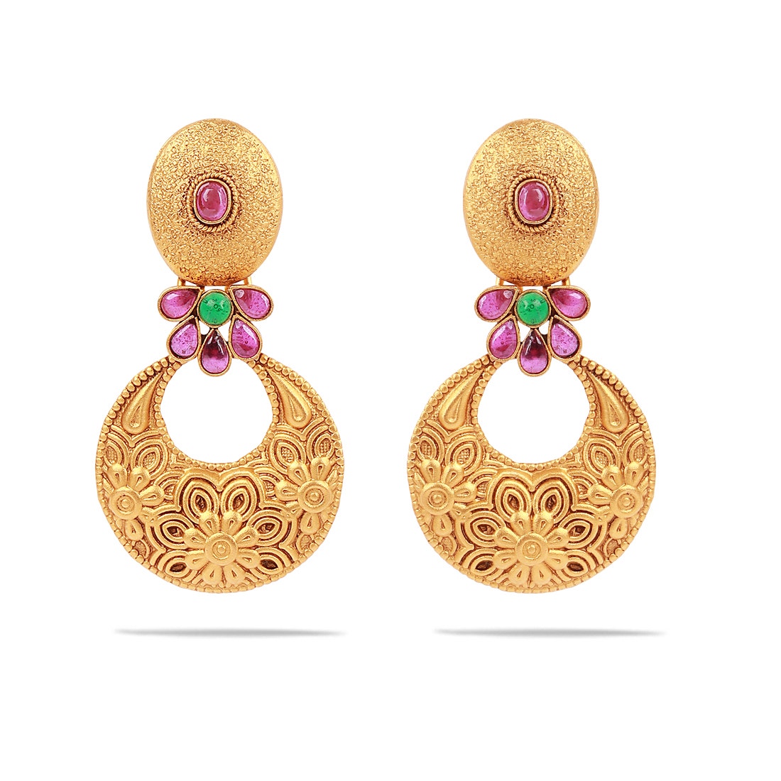 South Indian Temple Mahalakshmi Design Coin Gold Earring