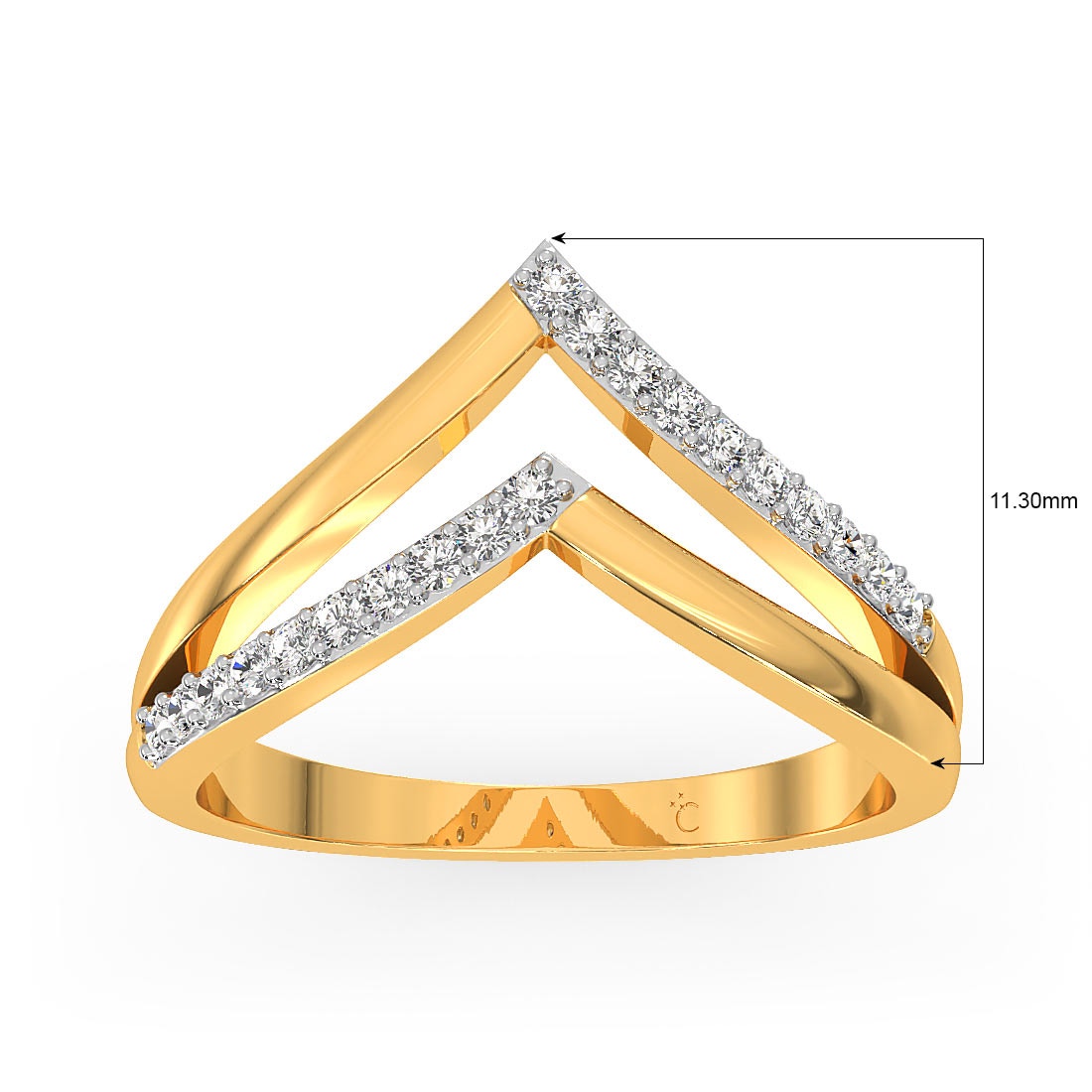 Double Line V Diamond Ring