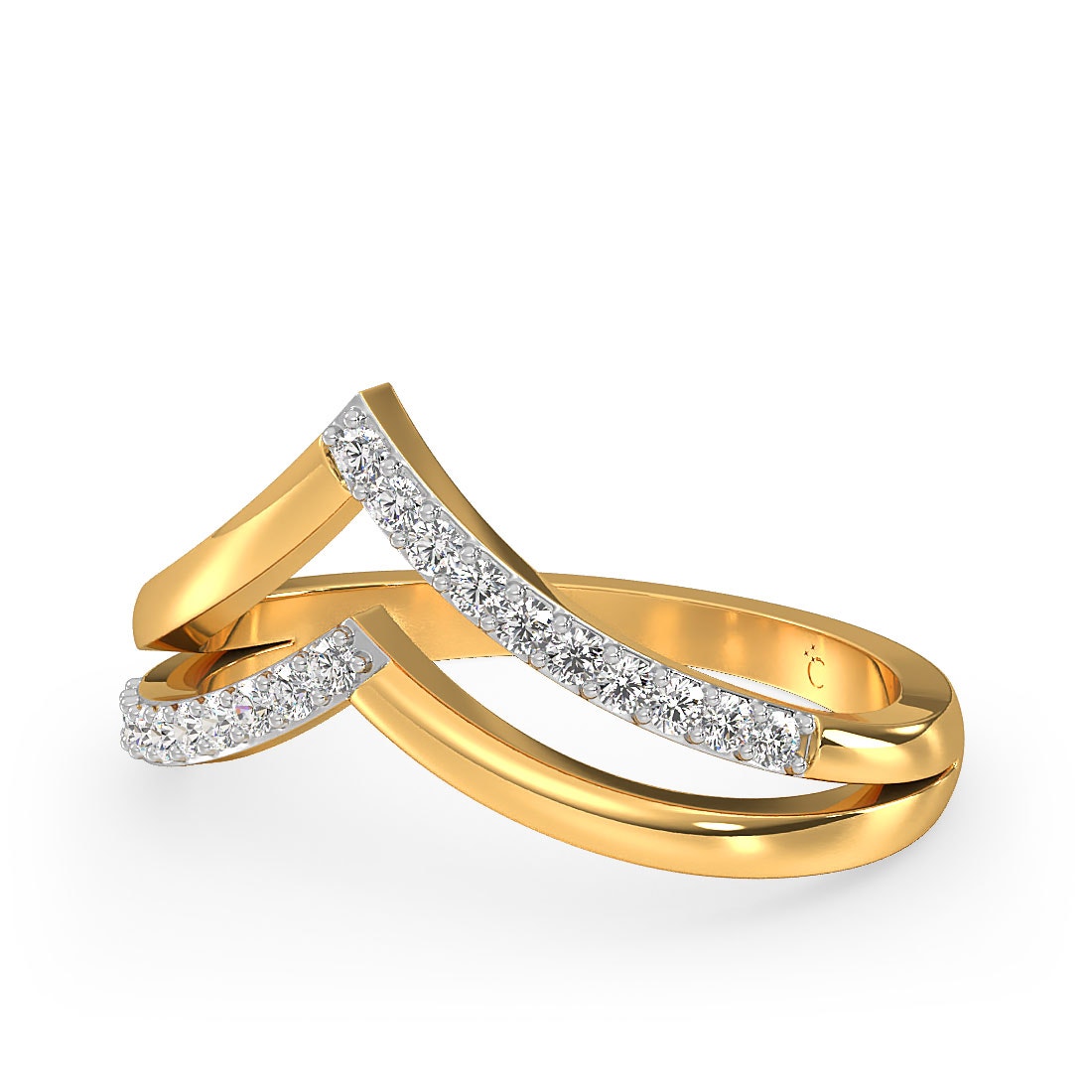 Double Line V Diamond Ring