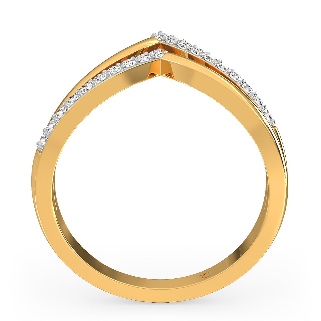 Double Line V Diamond Ring