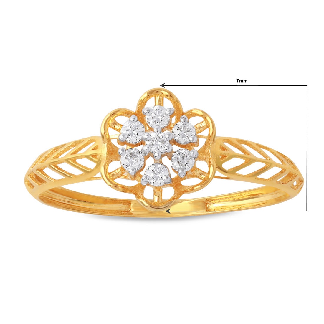 V Patterned Diamond Cluster Ring