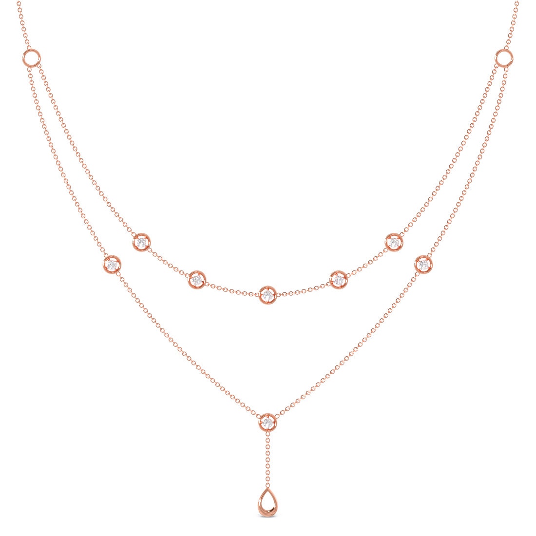 Station Necklace with 0.15 Carat TW of Diamonds in 10kt Yellow Gold