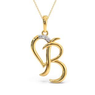 B Initial Love Diamond Pendant