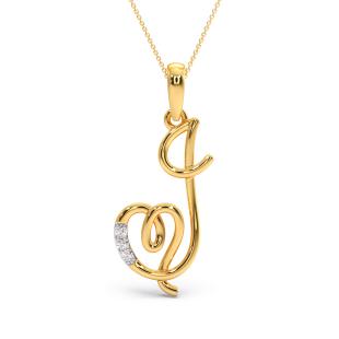 J Initial Love Diamond Pendant