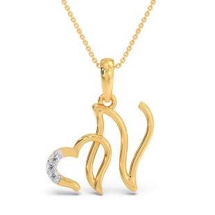 N Initial Love Diamond Pendant