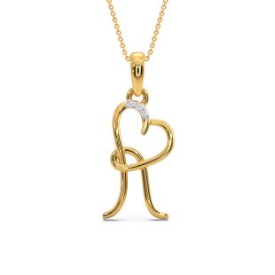 R Initial Love Diamond Pendant