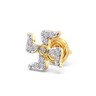 Swastik Diamond Ear Stud for Men
