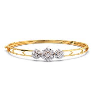 Three Flower Miracle Plate Diamond Oval Bracelet