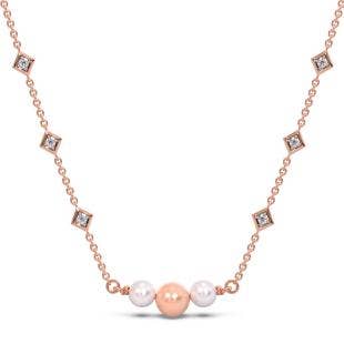 Zaniah Pink Pearl Diamond Delicate Necklace