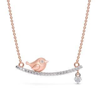 Bird N Heart Diamond Pendant Necklace