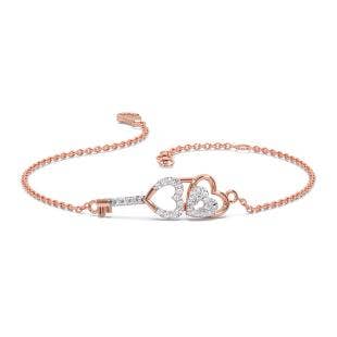 Conjoined Hearts Diamond Chain Bracelet