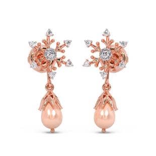Methelna Pink Pearl Diamond Earrings