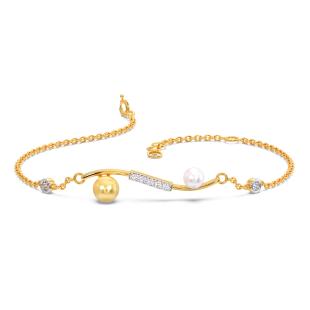 Antolonia Golden Pearl Diamond Chain Bracelet