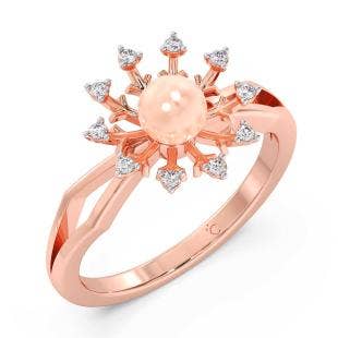 Camellia Pink Pearl Diamond Ring