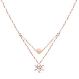 Tyra Pink Pearl Diamond Layered Necklace