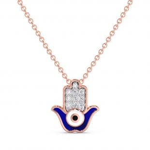 Hamsa Evil Eye Diamond Pendant Necklace