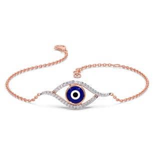Diamond Frame Evil Eye Chain Bracelet