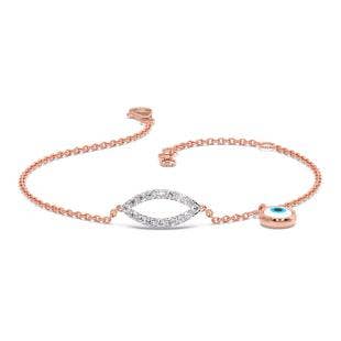 Evil Eye Dangling Diamond Chain Bracelet