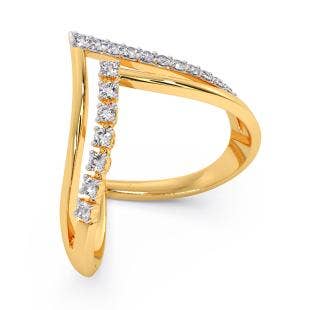 Chevron Striped Diamond V Ring