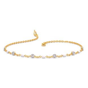 Carousel Diamond Pearl Chain Bracelet