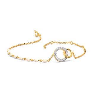 Traipsing Together Diamond Pearl Chain Bracelet
