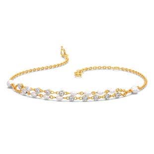 Salt & Pepper Diamond Pearl Chain Bracelet