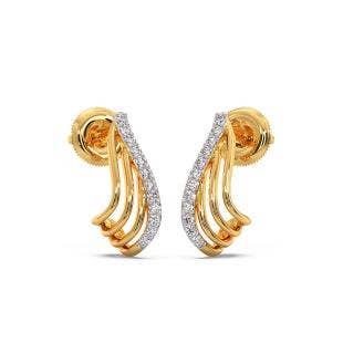 Flowy Ribbons Diamond Bali Earrings