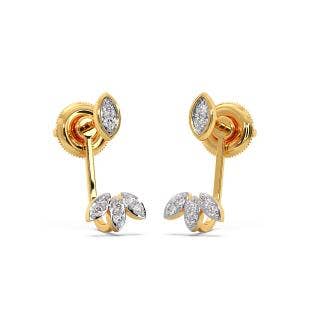 Foliole Diamond Front & Back Earrings