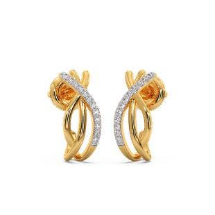 Overlapping Ribbons Diamond Bali Earrings