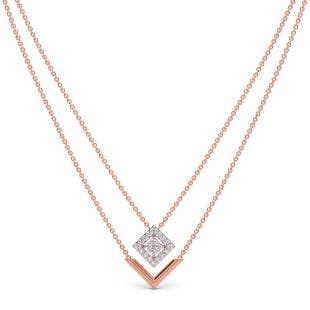 Classy Square Diamond 2 Layered Necklace