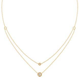 Disk Solitaire Diamond 2 Layered Necklace