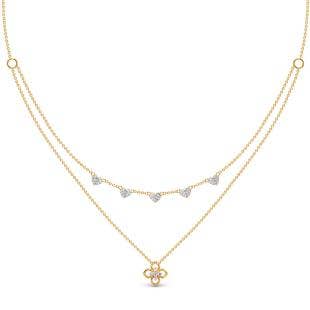 Flora Heart 2 Layered Diamond Necklace
